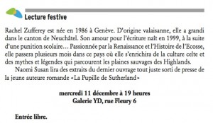 Rachel Zufferey dans le Journal de la Ville de Neuchâtel.