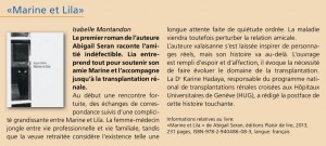 "Marine et Lila" dans "swisstransplant news".