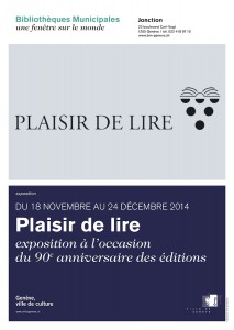 L'affiche de l'exposition des 90 ans de Plaisir de Lire à Genève.