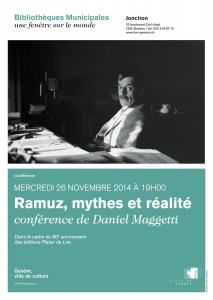 L'affiche de la conférence Ramuz à Genève.